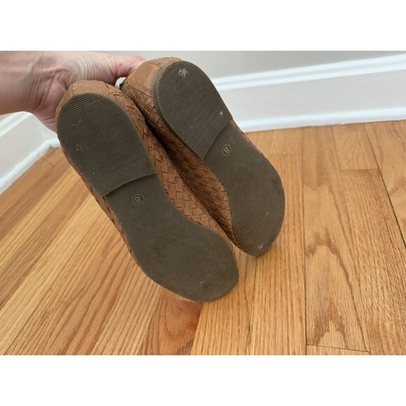 Brown Genuine Leather Woven Ballet Flats Shoes Boho Women’s Sz 8 Neutral Fairy - Picture 8 of 8